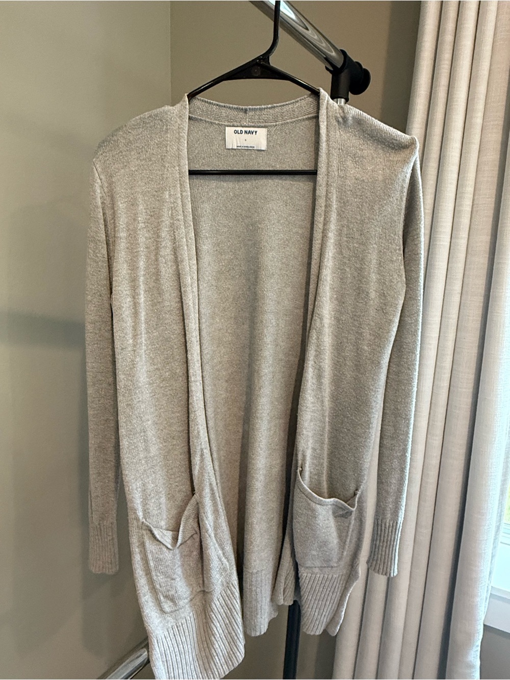 Old Navy Light Gray Open-Front Pocket Cardigan
